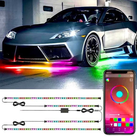 New RGB LED Strip Under Car Tube Underglow Underbody System Neon Light Kit APP - Picture 1 of 8
